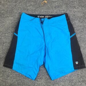 Kuhl Mens Blue Charcoal Gray Stretch Board Shorts Swim Trunks Size 34